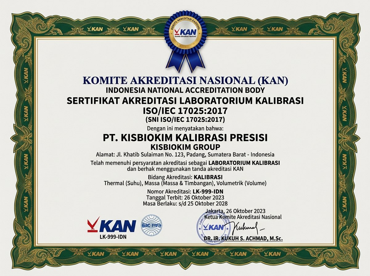 Sertifikat Akreditasi Laboratorium Kalibrasi KAN ISO/IEC 17025 Kisbiokim Group